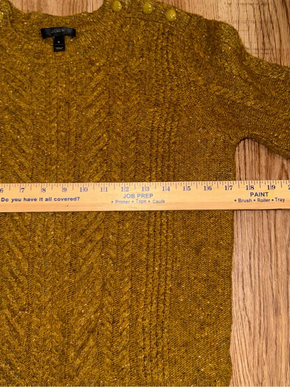 J. CREW Womens Sweater S Lambs Wool Blend Pullover Cable Knit Brown Confetti
